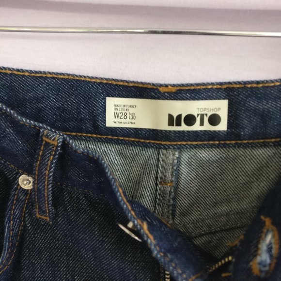 Moto Indigo HighRise Loose Wide leg Jeans w28 +MEASUREMENT Rigid/Thick denim - Picture 8 of 11